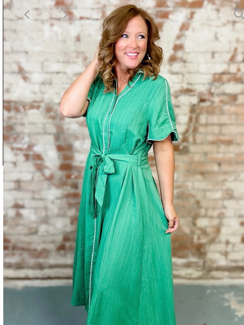 Umgee Emerald Green Belted Midi Dress